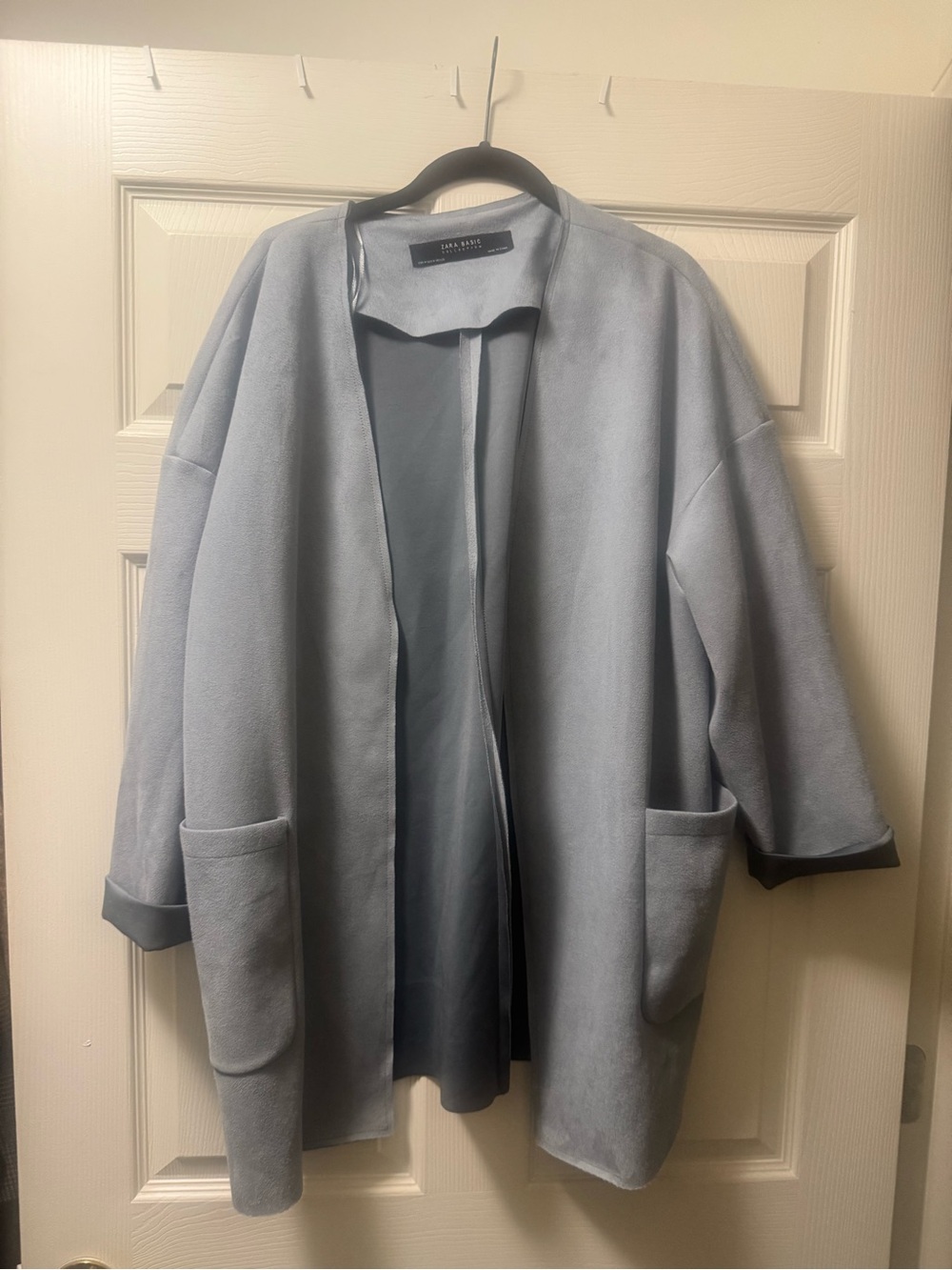 Zara Light Blue Open-Front Shirt Jacket
